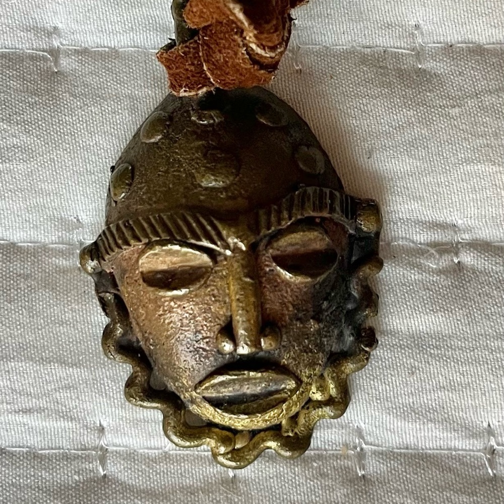 Antique Brass Tribal Mask Pendant